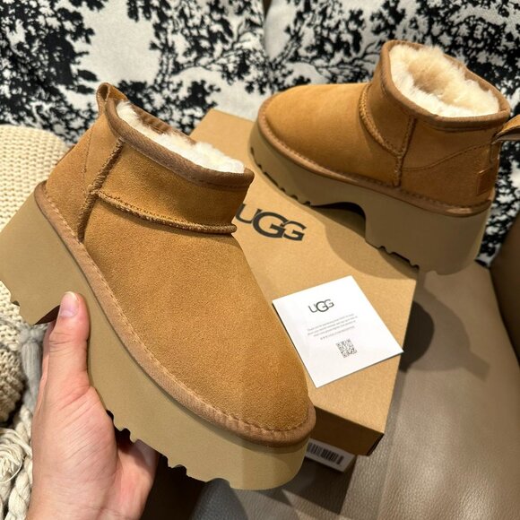 UGG Shoes - UGG Womens classic ultra mini platform boots Chestnut